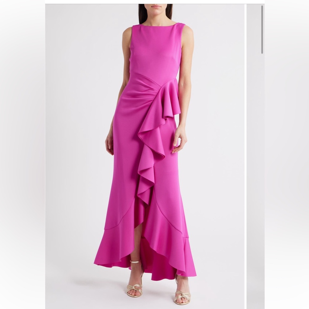 Eliza j ruffle sleeveless gown